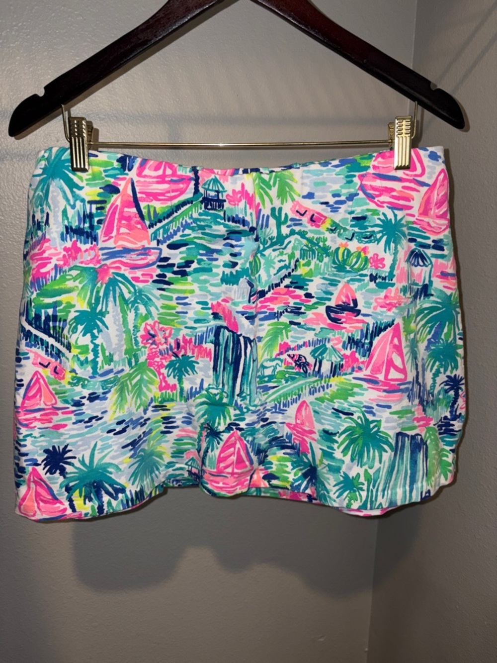 Lilly Pulitzer Multicolor Tropical Sailboat Skort (Pink, Green, Blue) sz XL